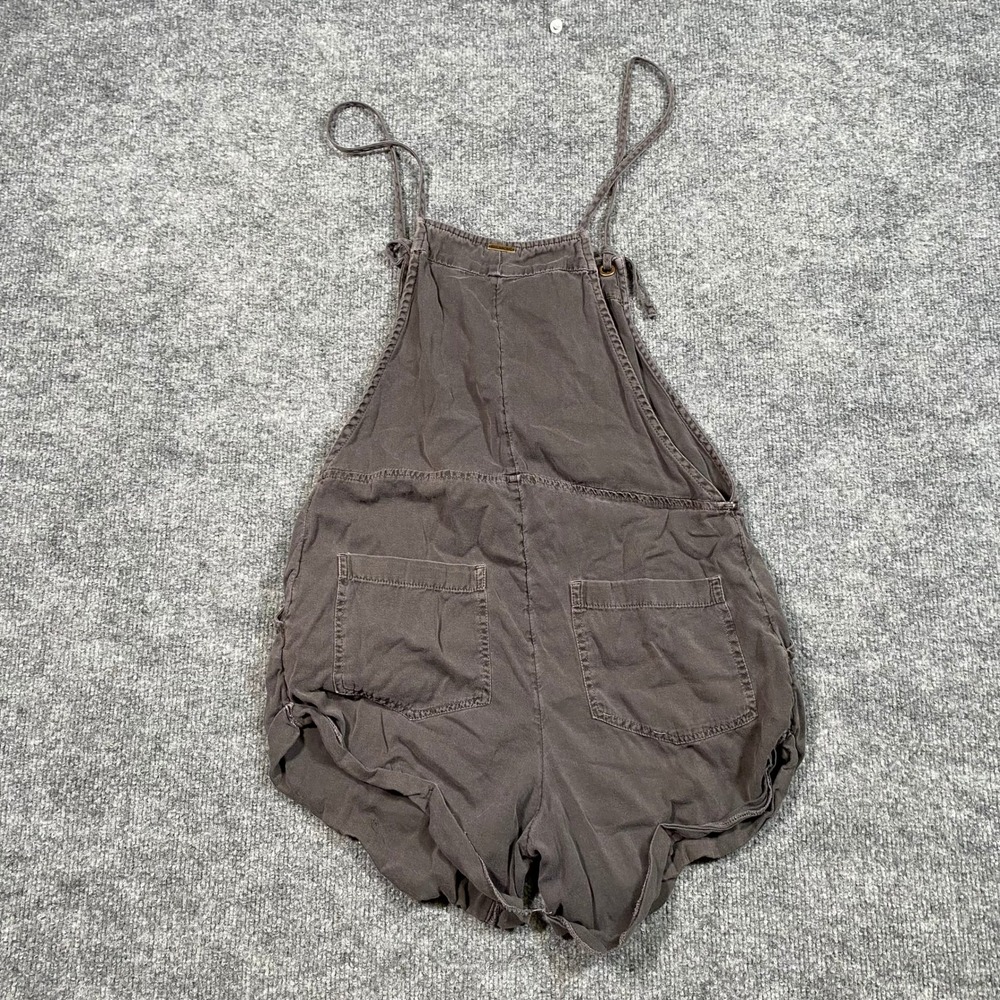Billabong Wild Pursuit Washed Black Cotton Short Overalls Romper Small - Picture 2 of 7
